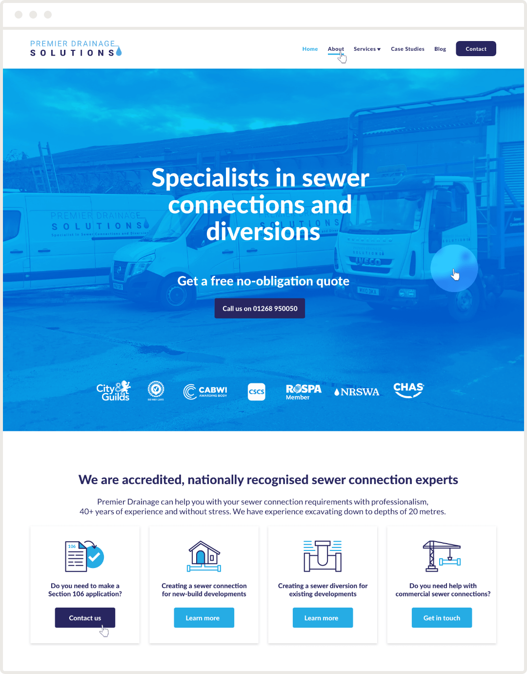 Premier Drainage Website Screenshot_1