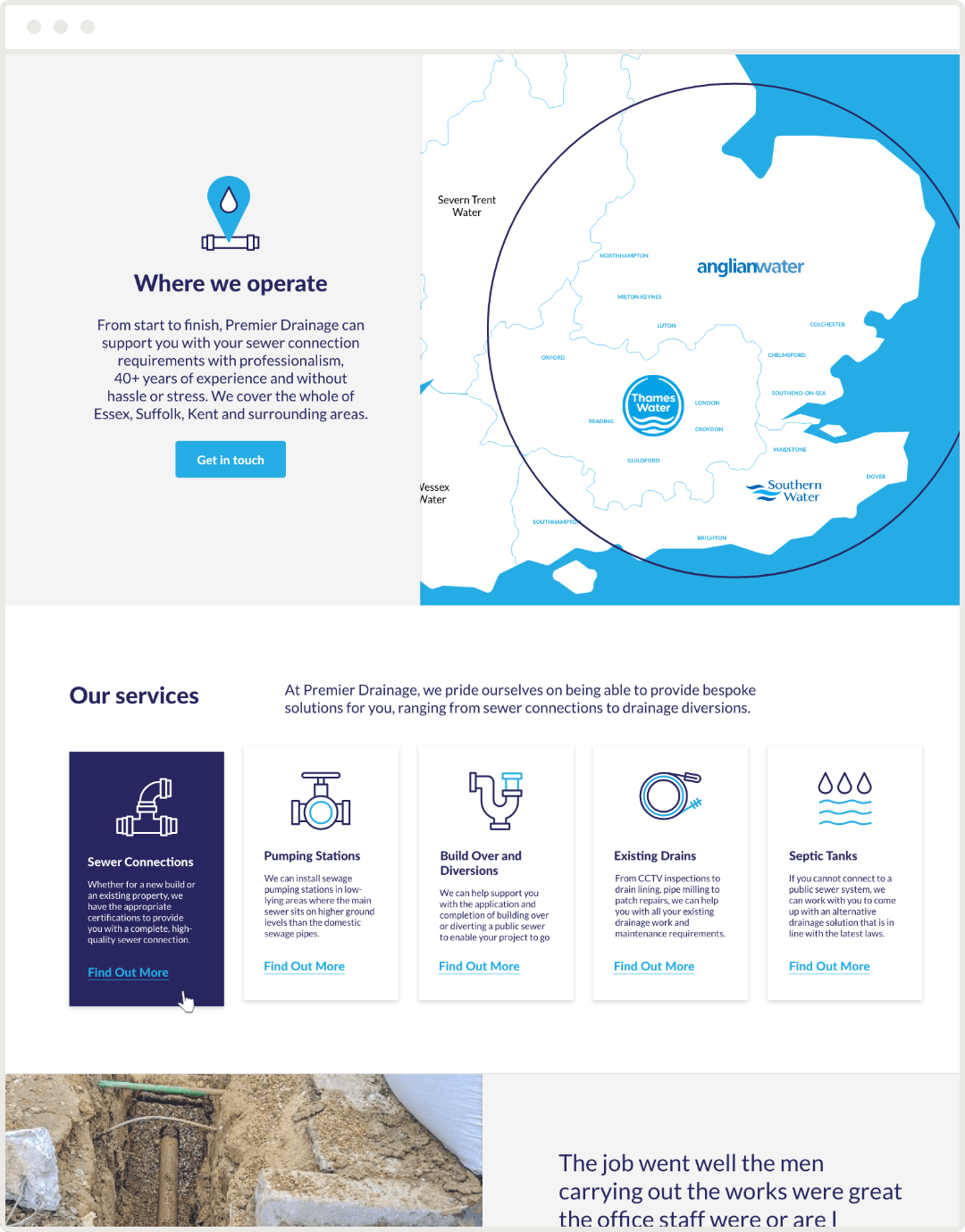 Premier Drainage Website Screenshot
